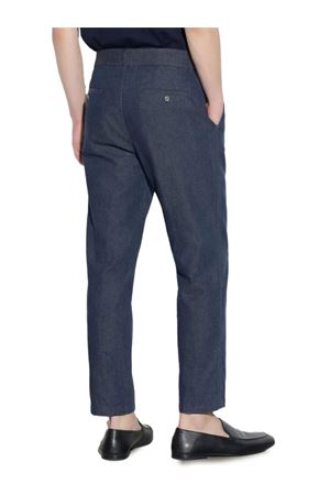 Pantalone Chino Relaxed Fit in Cotone e Lino Blu PAOLO PECORA | B12102626685